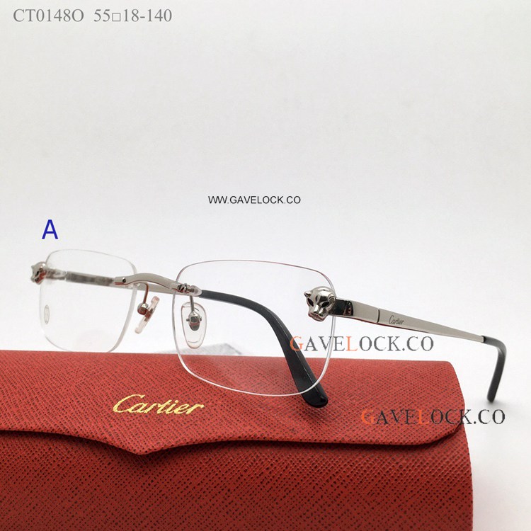 Copy Panthere Cartier ct0148o Rimless Eyeglasses Silver leg